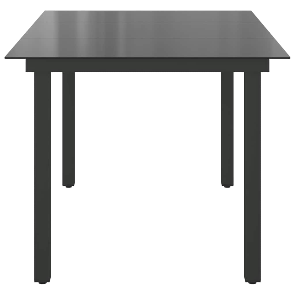 Gartentisch Schwarz 150x90x74 cm Aluminium und Glas