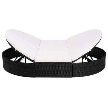 Outdoor-Loungebett mit Kissen Poly Rattan Schwarz