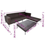 4-tlg. Garten-Lounge-Set mit Auflagen Poly Rattan Braun