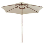 Sonnenschirm 270×270 cm Holzstange Cremeweiß