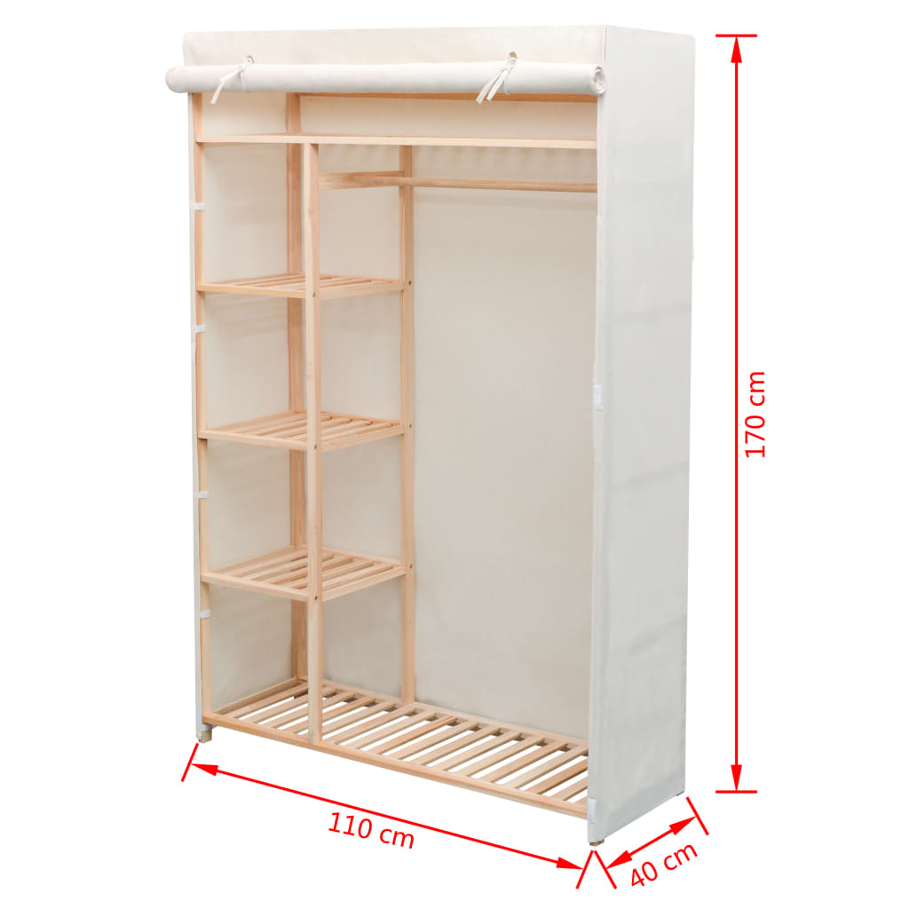 Schrank Stoff und Kiefernholz 110 x 40 x 170 cm