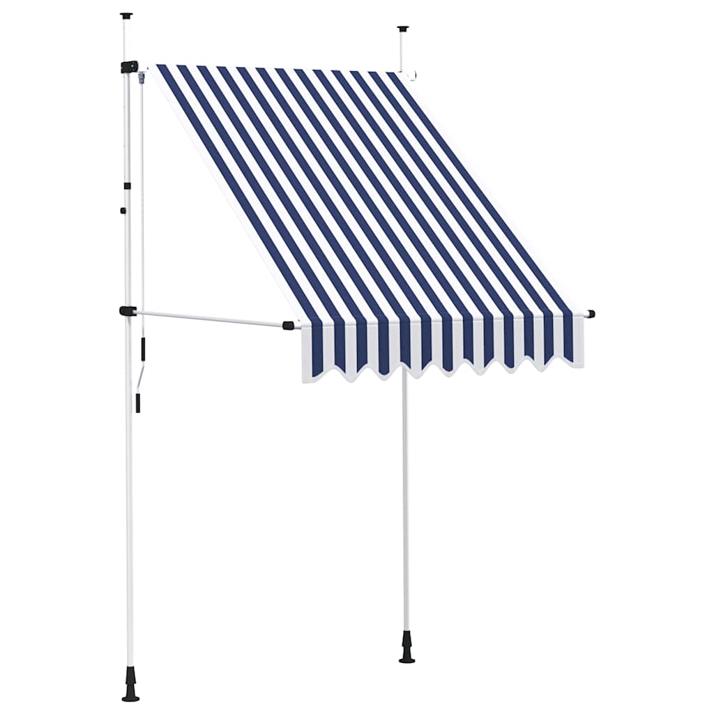 Einziehbare Markise Handbetrieben 150 cm Blau/Weiß Gestreift