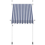 Einziehbare Markise Handbetrieben 150 cm Blau/Weiß Gestreift