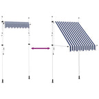 Einziehbare Markise Handbetrieben 150 cm Blau/Weiß Gestreift