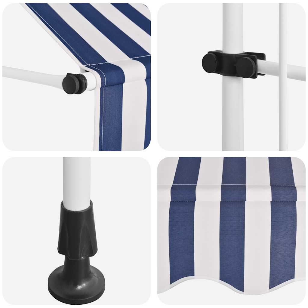 Einziehbare Markise Handbetrieben 150 cm Blau/Weiß Gestreift