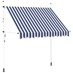 Einziehbare Markise Handbetrieben 250 cm Blau/Weiß Gestreift