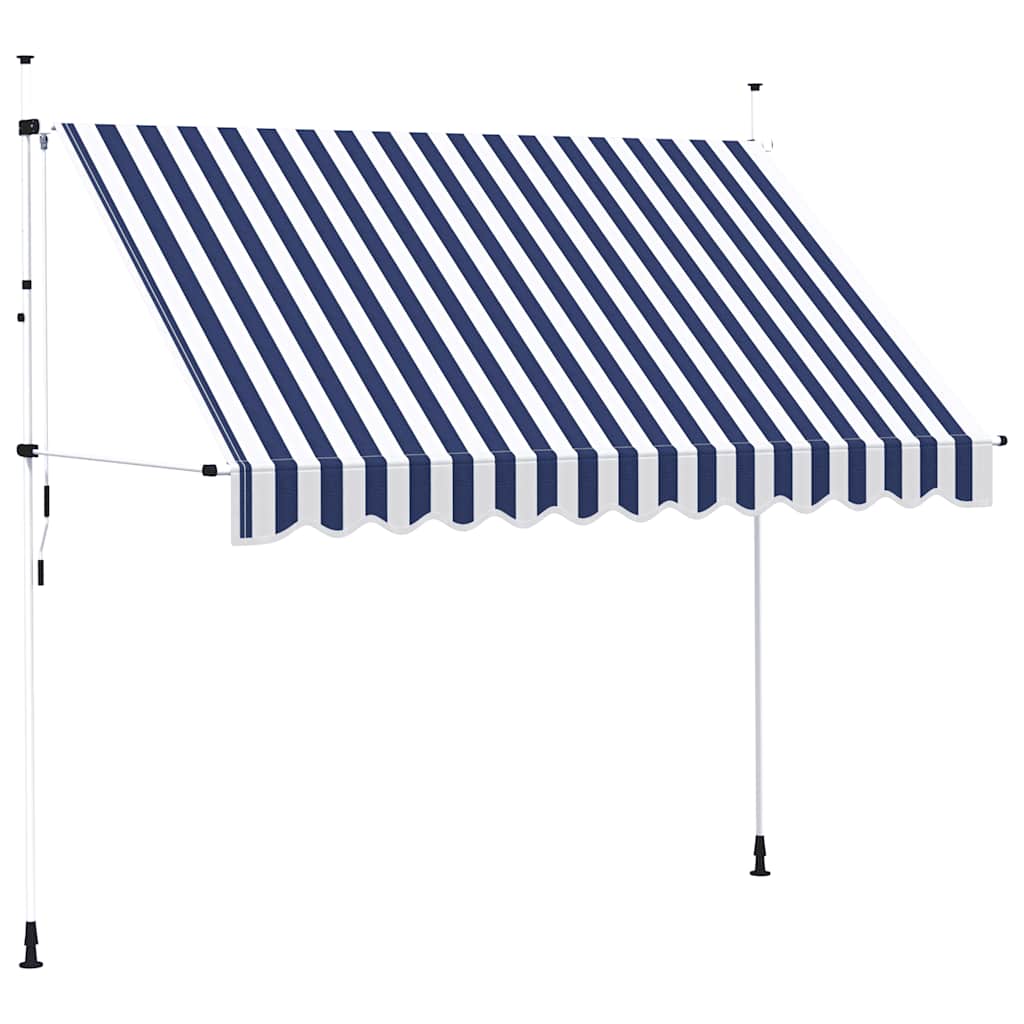 Einziehbare Markise Handbetrieben 300 cm Blau/Weiß Gestreift