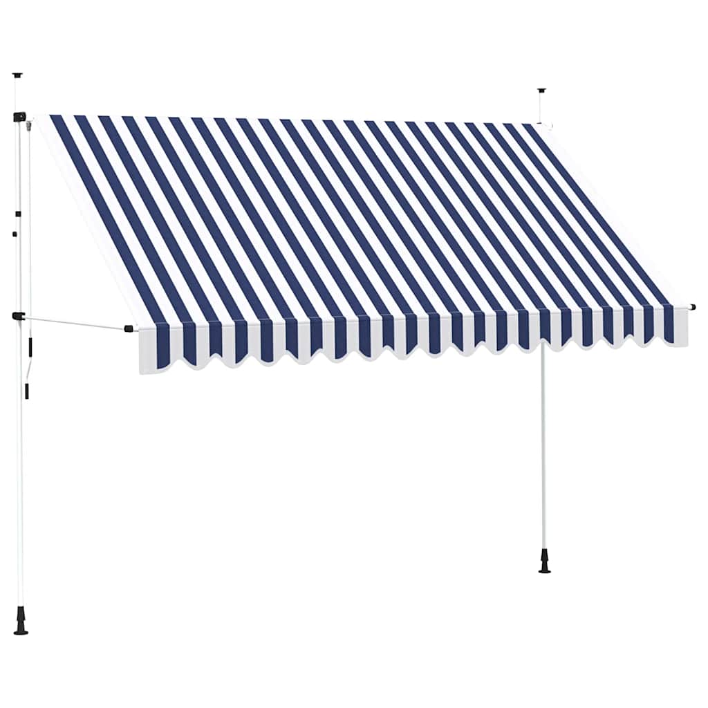 Einziehbare Markise Handbetrieben 350 cm Blau/Weiß Gestreift