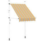 Einziehbare Markise Handbetrieben 150 cm Gelb/Blau Gestreift