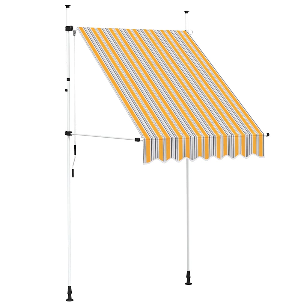 Einziehbare Markise Handbetrieben 150 cm Gelb/Blau Gestreift