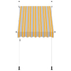 Einziehbare Markise Handbetrieben 150 cm Gelb/Blau Gestreift