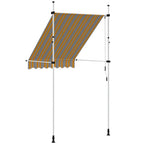 Einziehbare Markise Handbetrieben 150 cm Gelb/Blau Gestreift