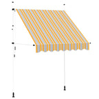 Einziehbare Markise Handbetrieben 200 cm Gelb/Blau Gestreift