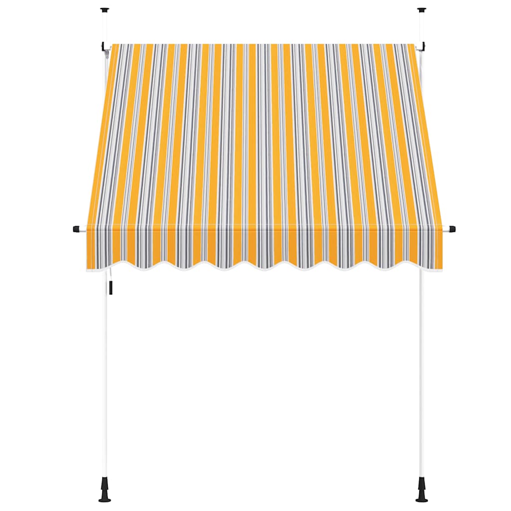 Einziehbare Markise Handbetrieben 200 cm Gelb/Blau Gestreift