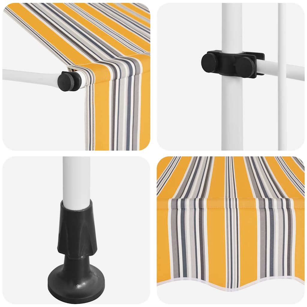 Einziehbare Markise Handbetrieben 200 cm Gelb/Blau Gestreift