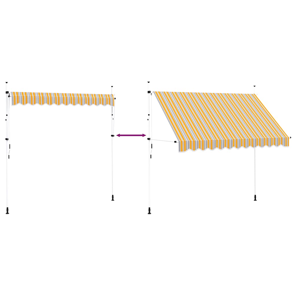 Einziehbare Markise Handbetrieben 300 cm Gelb/Blau Gestreift