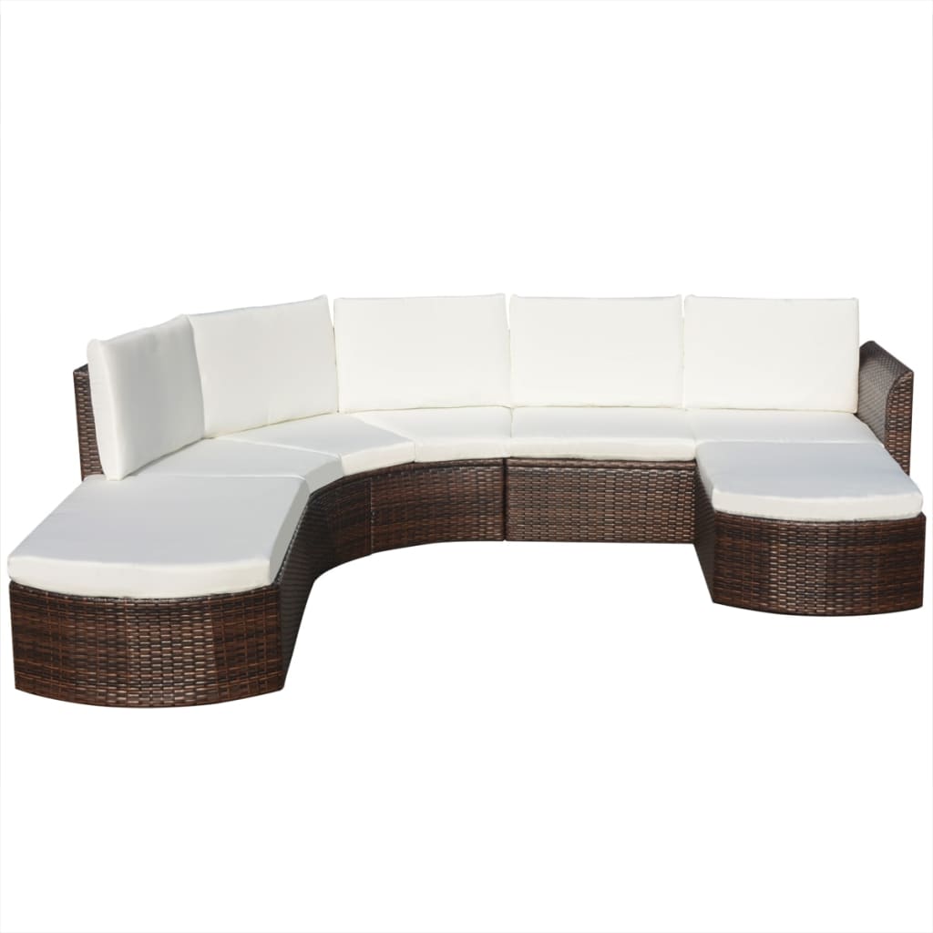 4-tlg. Garten-Lounge-Set mit Auflagen Poly Rattan Braun