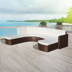 4-tlg. Garten-Lounge-Set mit Auflagen Poly Rattan Braun