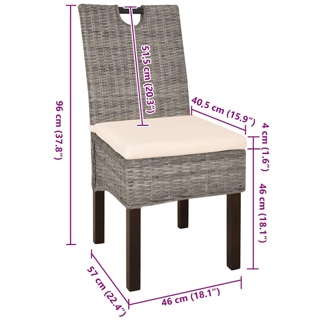 Esszimmerstuhl 2 Stk. Kubu-Rattan Mangoholz