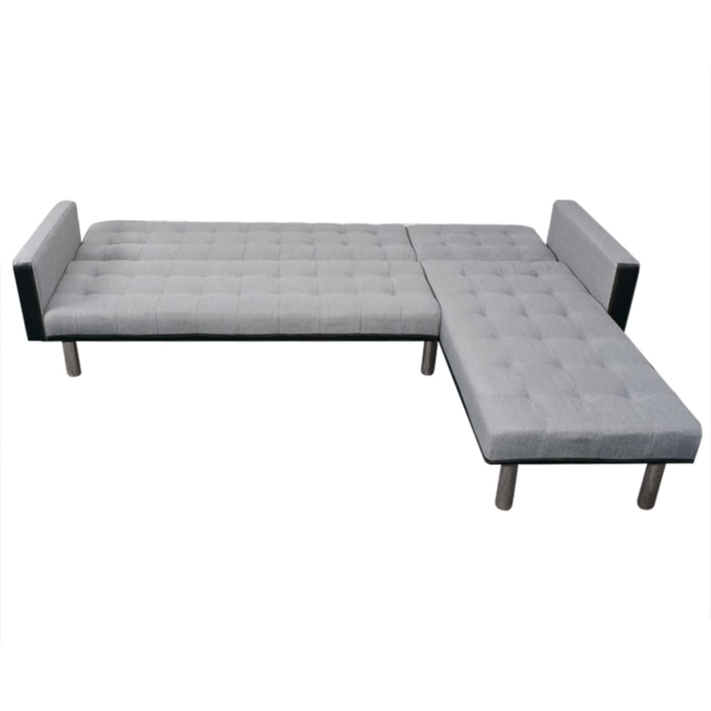 Schlafsofa L-Form Stoff Schwarz und Grau