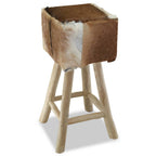 Barhocker Ziegenleder und Massivholz Teak
