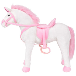 vidaXL Plüschtier Einhorn Stehend Plüsch Weiß und Rosa XXL