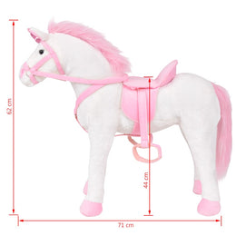 vidaXL Plüschtier Einhorn Stehend Plüsch Weiß und Rosa XXL