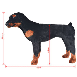 vidaXL Plüschtier Hund Rottweiler Stehend Plüsch Schwarz und Braun XXL