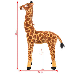 vidaXL Plüschtier Giraffe Stehend Plüsch Braun und Gelb XXL