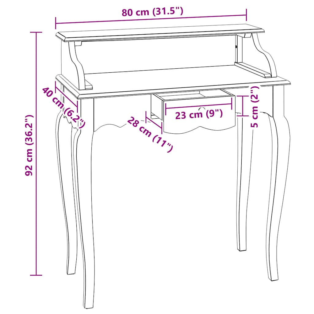 Schreibtisch Massives Mahagoniholz 80x40x92 cm
