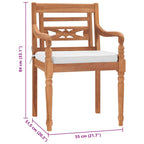 Batavia-Stühle 2 Stk. mit Polstern Massivholz Teak