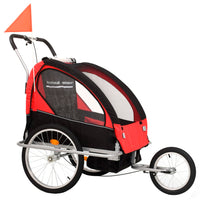 2-in-1 Fahrradanhänger und Kinderwagen Schwarz und Rot