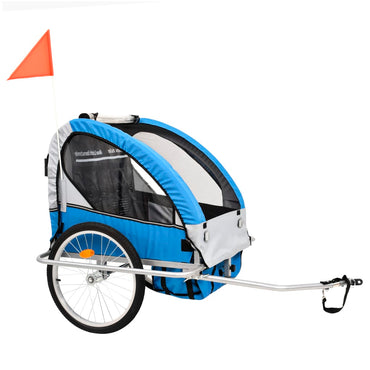 2-in-1 Fahrradanhänger und Kinderwagen Blau und Grau