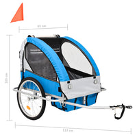 2-in-1 Fahrradanhänger und Kinderwagen Blau und Grau