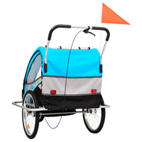 2-in-1 Fahrradanhänger und Kinderwagen Blau und Grau