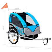 2-in-1 Fahrradanhänger und Kinderwagen Blau und Grau