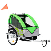 2-in-1 Fahrradanhänger und Kinderwagen Grün und Grau