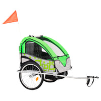 2-in-1 Fahrradanhänger und Kinderwagen Grün und Grau