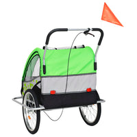 2-in-1 Fahrradanhänger und Kinderwagen Grün und Grau