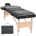 Massageliege 3 Zonen Tragbar 10 cm Polsterung Schwarz