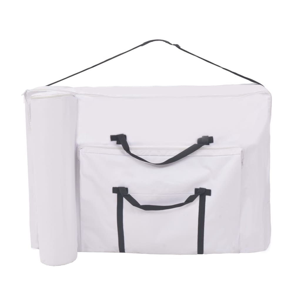 Massageliege 2-Zonen mit Hocker Klappbar 10 cm Sitz Weiß