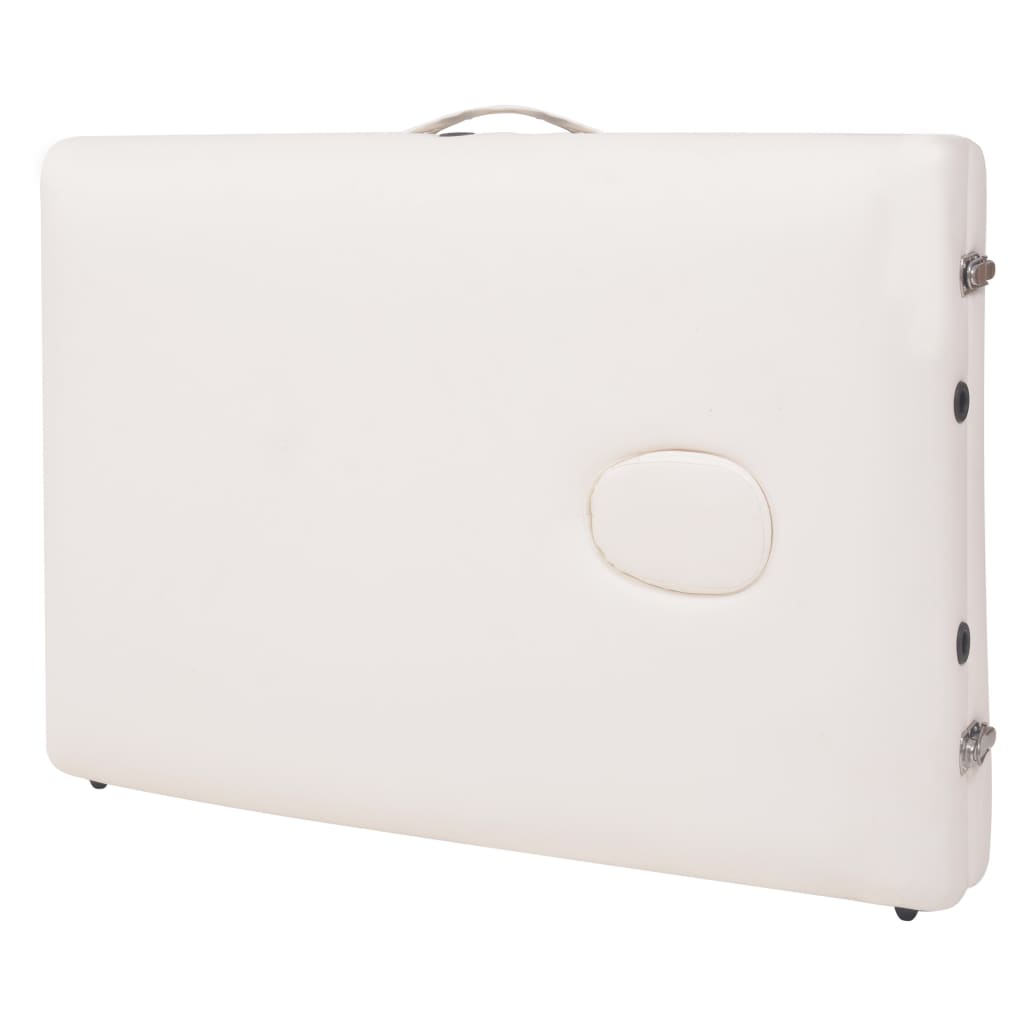 Massageliege 2-Zonen mit Hocker Klappbar 10 cm Sitz Weiß