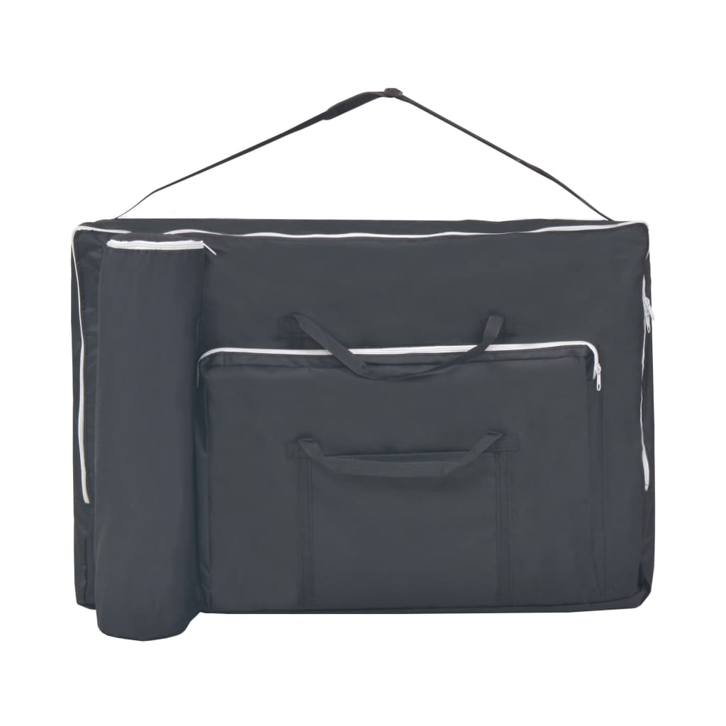 Massageliege 2-Zonen mit Hocker Klappbar 10 cm Sitz Schwarz