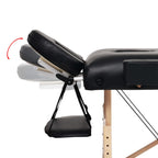 Massageliege 3-Zonen mit Hocker Klappbar 10 cm Sitz Schwarz