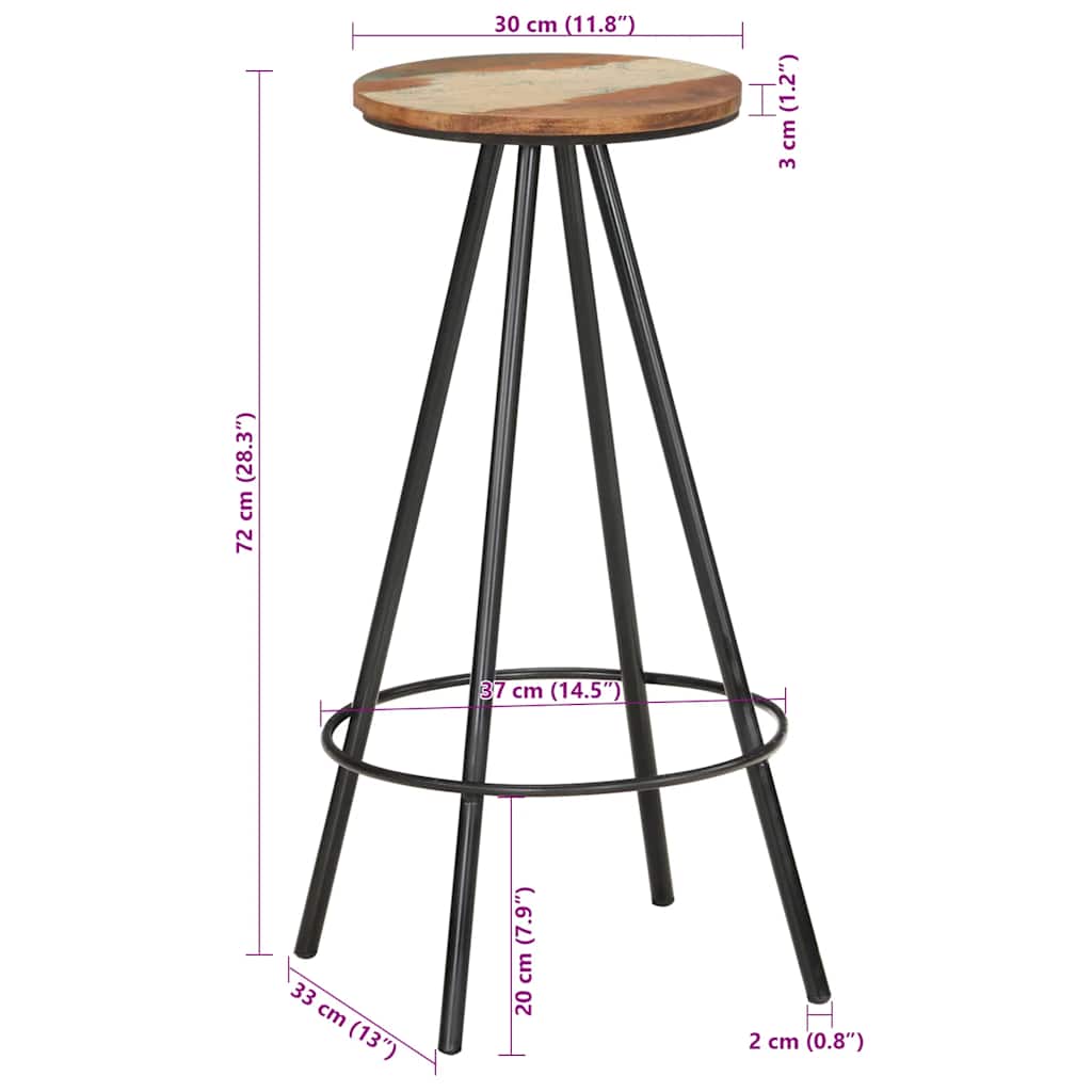 Barhocker 4 Stk. Massives Altholz