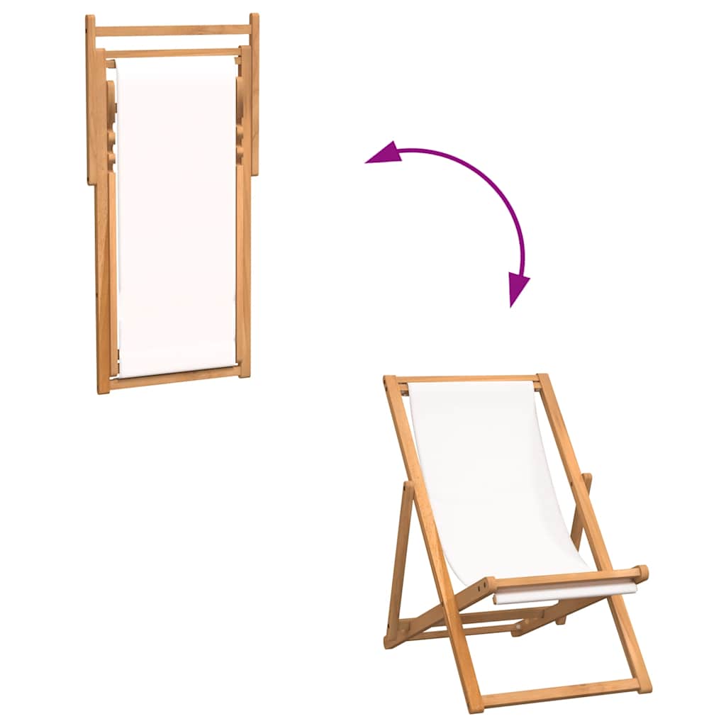 Liegestuhl Teak 56x105x96 cm Creme