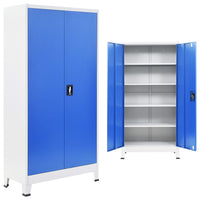 Büroschrank Metall 90x40x180 cm Grau und Blau