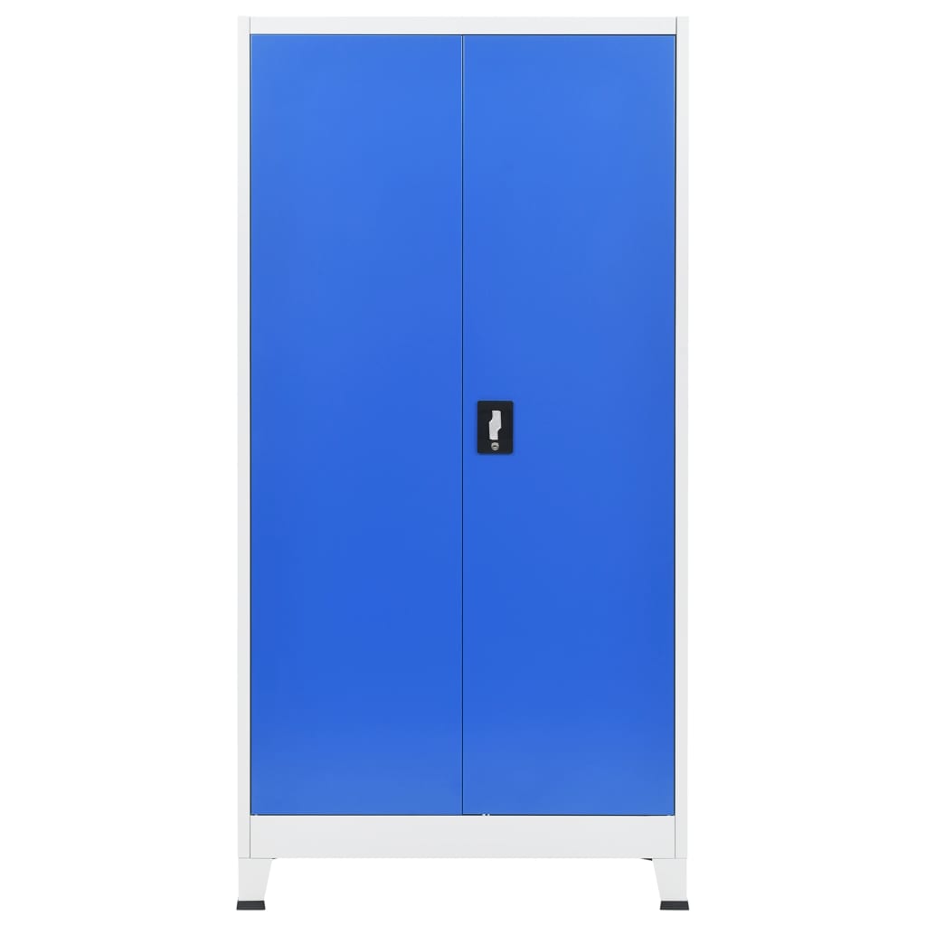 Büroschrank Metall 90x40x180 cm Grau und Blau