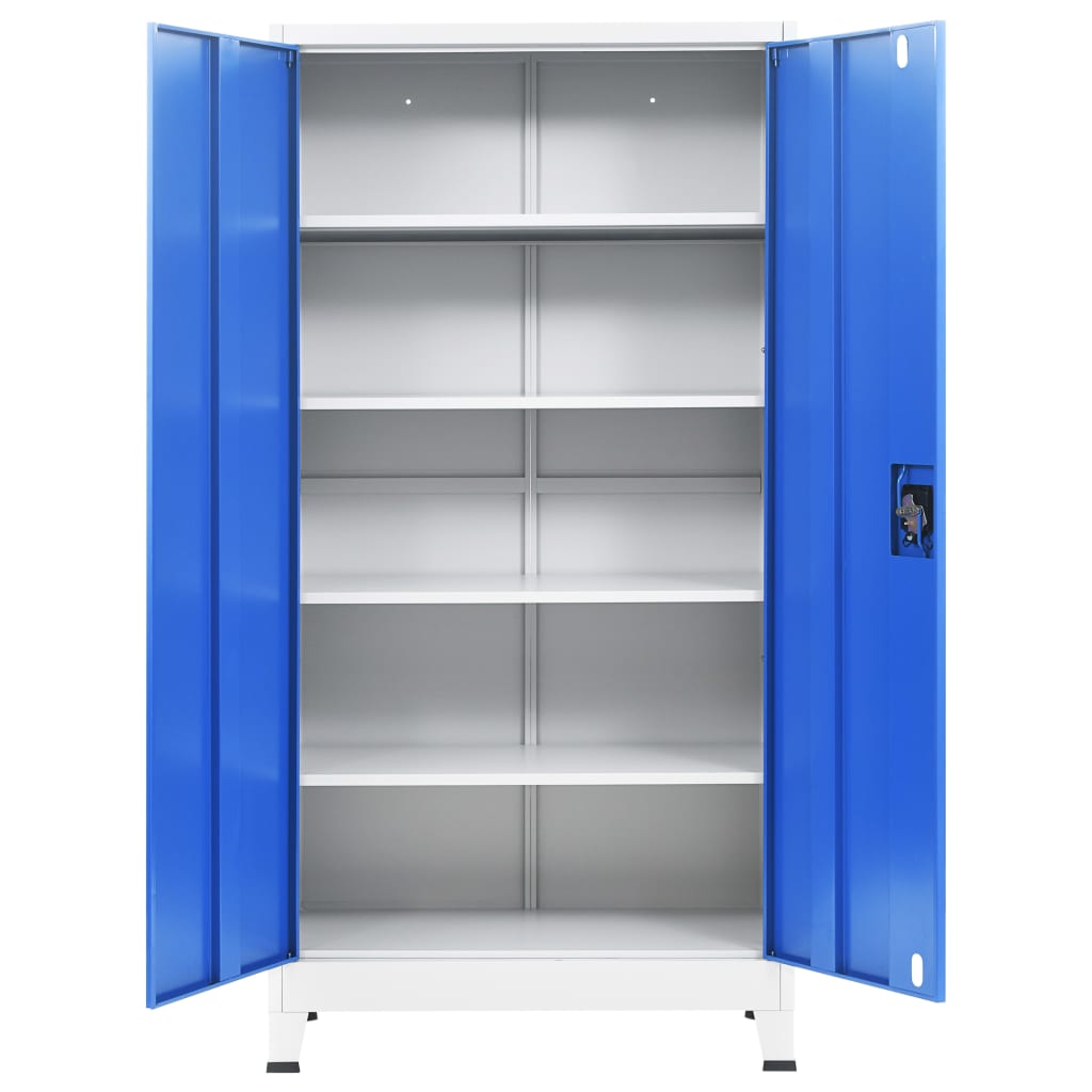 Büroschrank Metall 90x40x180 cm Grau und Blau