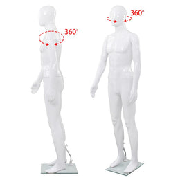 vidaXL Männliche Schaufensterpuppe mit Glassockel Weiß 185 cm
